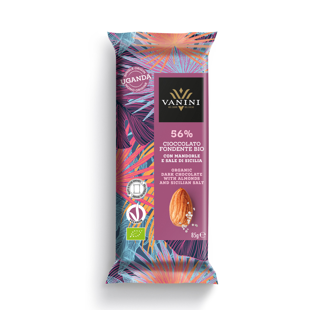 Vanini tume šokolaad 56% mandlite ja soolaga, VANINI, 85 g TASKU SHOP